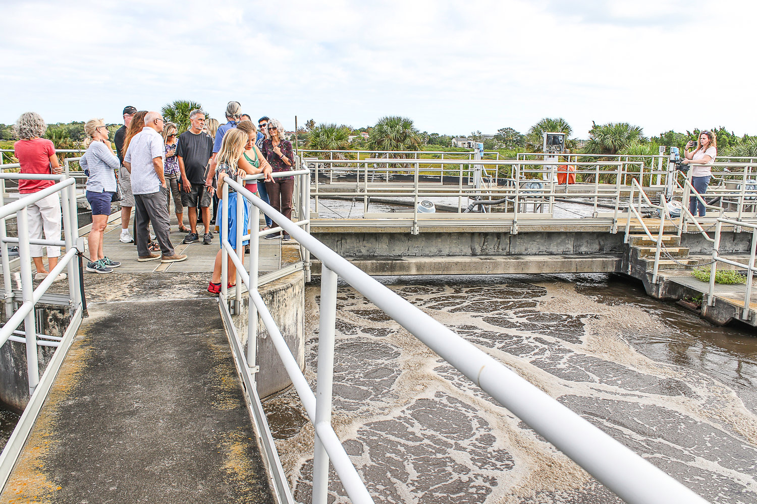 The waste water treatment plant tour allowed guests to walk over the tanks of untreated sewage.